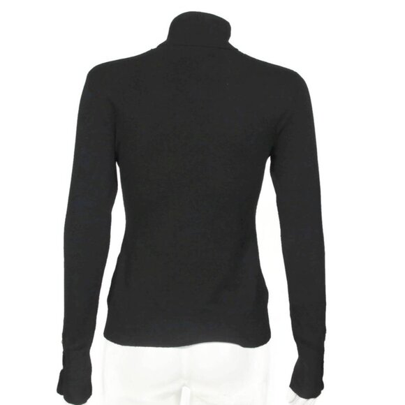 RALPH LAUREN 100% Cashmere Black Leather Shoulder Turtleneck Sweater size M /240 - Picture 5 of 9